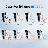 Funda Transparente de Acrílico para iPhone 18, 18 Pro, 18 Pro Max, con Soporte Giratorio de 360°, Carga Magnética, Eje Amortiguador Anticaídas y Protección de Lente