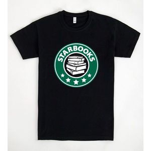 T-shirt Starbooks nera unisex, maglietta promozionale per gli amanti dei libri e degli appassionati di lettura - Product Image 1