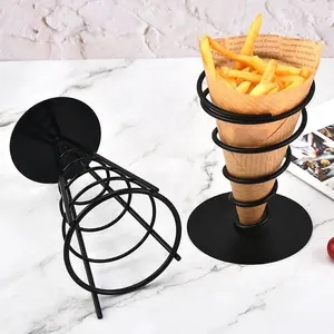 Grande copo de ferro rack de batatas fritas francesas cesta