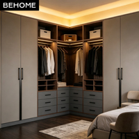 Armoire d'angle avec éclairage LED, tringle à vêtements, tiroirs de rangement pour villa, hôtel, appartement, chambre à coucher, meubles sur mesure
