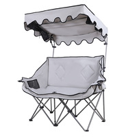 Canapé-lit pliable à deux places avec auvent, chaise longue de plage multifonctionnelle portable pour activités de plein air