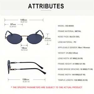 Lunettes de soleil ovales vintage 2025 personnalisées avec logo, en alliage, style punk, pour hommes et femmes, protection UV400, petite monture - Product Image 5
