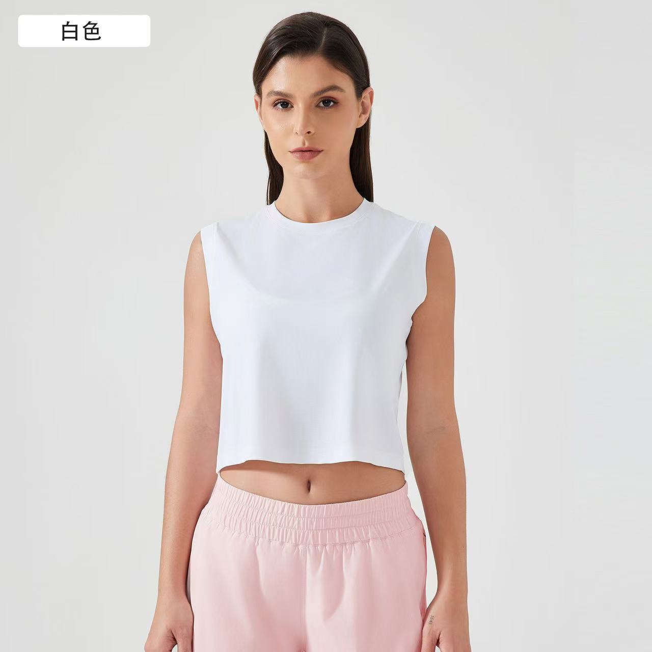 Breathable Women Yoga Gym Workout Tank Tops Loose Cropped Sleeveless Running Fitness Athletic Yoga Tops