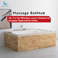 Kinglauren Baignoire de Massage en Acrylique Blanc au Design Moderne, 1,8 m, Autonome, avec Vidange et Robinet, pour Piscine Intérieure/Salle de Bain
