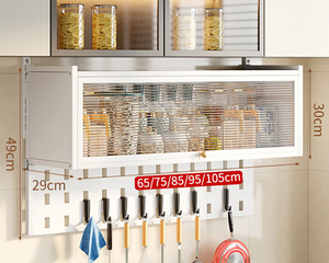 Armoire murale de cuisine blanche 65/85 cm avec étagère à <span class=keywords><strong>épices</strong></span>, crochets, facile à nettoyer, petit <span class=keywords><strong>casier</strong></span> mural pour la cuisine - Product Image 5