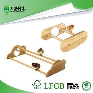Perchoir en bambou pour perroquet, perchoir en bois massif pour coq et poule, support d'entraînement pour oiseaux avec miroir double face. - Product Image 5