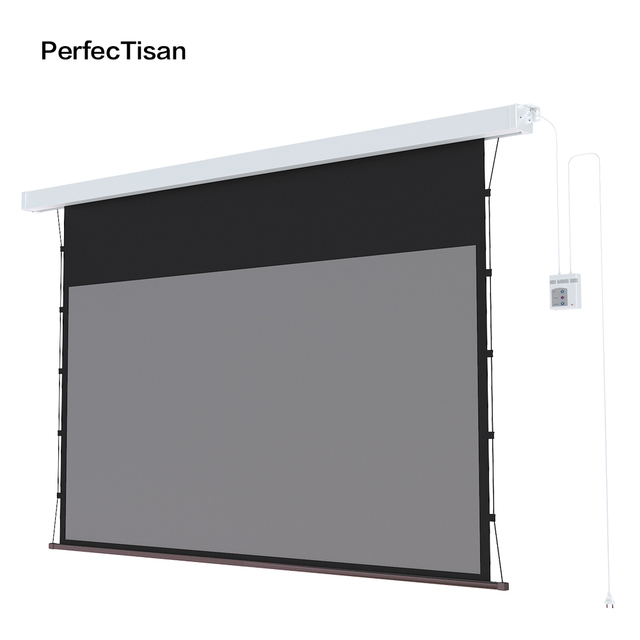 PerfecTisan Motorised Projector Screen 80-150inch Electric Projection Iron Housing Home Theatre HD Electric Projection Screen