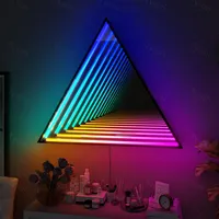 رخيصة ديكور الحديثة الديكور مرآة لوضع مساحيق التجميل RGB اللون تغيير 3D مرآة سحريّة وحدة إضاءة LED جداريّة مصباح