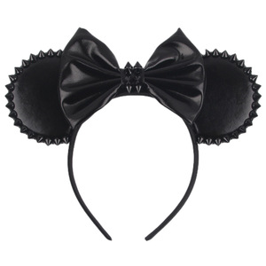 Diadema con Orejas de Ratón y Alas de Murciélago, Negra, Ajustable, Accesorio de Disfraz para Fiestas, Unisex, Estilo de Dibujos Animados, Accesorios para el Cabello de Cuero - Product Image 5
