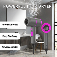 Sèche-cheveux ionique 1800W à séchage rapide avec diffuseur pour la maison, les voyages et les salons