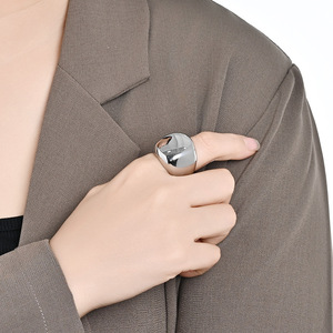 Geometric Mirror <b>Titanium</b> Steel <b>Ring</b> Gold Plated Unisex Fashion Jewelry Gift - Product Image 2