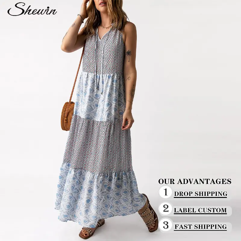 Wholesale Fashion High Quality Causal Women Long Maxi Dress Bohemian Clothing Boho Dress