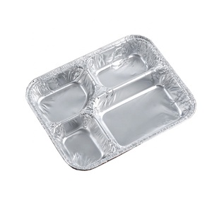 Disposable 4-Compartment Aluminum <strong>Foil</strong> <strong>Containers</strong> Divided Rectangular Takeout Food and Baking Tray Cover - Product Image 6