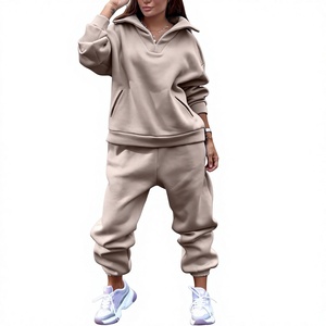 Winter Women's 2-Piece Full-Length Windproof Breathable Eco-Friendly Plus Size Polyester/Cotton Tracksuit Set Custom Logo - Product Image 3