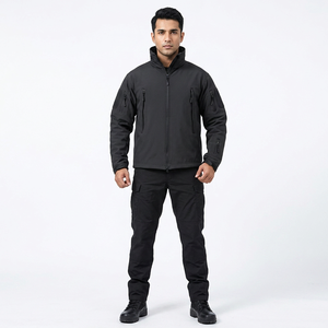 Finer Threads <b>Men's</b> Autumn Soft Shell Hooded <b>Jacket</b> Waterproof Canvas Zipper Closure Stand Collar Vintage Style Linen Lining - Product Image 1