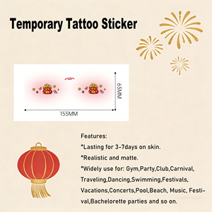 Tatuajes Temporales de Año Nuevo Chino 2026, Pegatinas de Año Nuevo Lunar, Faroles, Petardos, Sobres Rojos, Artículos para Fiestas Infantiles - Product Image 3