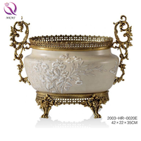 Vase en laiton européen Antique et vintage, vase en porcelaine à oiseau, vase de luxe double couche, plat à fruits, décoration de maison, pot de fleurs