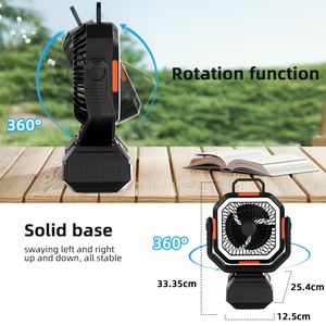 Ventilateur de camping portable USB 158H à double moteur, 40 000 mAh, rechargeable, avec lumière LED, boîtier en plastique, pour ventilation de voiture, camping-car et usage domestique, télécommande incluse - Product Image 3