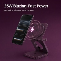 Station de charge sans fil magnétique 3 en 1 OEM 25W pour iPhone 18, chargeur rapide portable pliable, compatible avec la montre Samsung