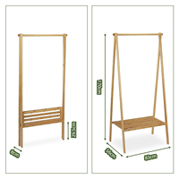 Porte-manteau pliable en bambou à 2 niveaux et 4 crochets pour chaussures, chapeaux et rangement de linge, idéal pour la salle de bain