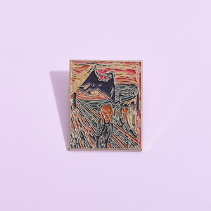 Nouvelle broche en alliage émaillé personnalisée, style peinture à l'huile rétro, inspirée <span class=keywords><strong>de</strong></span> la Nuit étoilée <span class=keywords><strong>de</strong></span> Van Gogh et du Scream <span class=keywords><strong>de</strong></span> <span class=keywords><strong>Munch</strong></span>, design créatif - Product Image 1