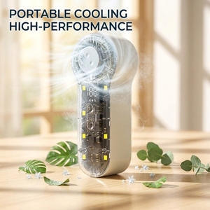 Ventilateur USB portable mini tendance, idéal pour l'extérieur, pas cher, bleu, avec logo, pour retour et remplacement - Product Image 3