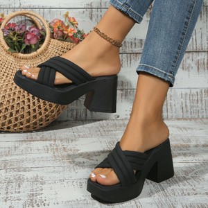 Sandalias de Tacón Alto Personalizables de Alta Calidad con Tiras Cruzadas, Antideslizantes, Punta Abierta, Tacón de Cuña, para Exteriores, Unisex, de Goma Sintética - Product Image 3