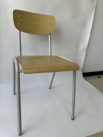 Chaise d'école empilable en contreplaqué, chaise d'étude ergonomique pour étudiants avec cadre en acier, chaise de formation en bois, chaise pour événements