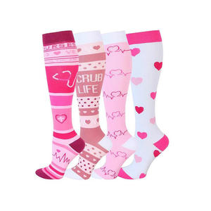 Chaussettes de compression personnalisées pour femmes, longueur mollet, classe 1, <span class=keywords><strong>nylon</strong></span> 15-20 mmHg, coton, hauteur genou, soutien décontracté, course à pied, infirmières - Product Image 1