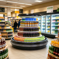 Réfrigérateur de présentation circulaire certifié CE avec étagères réglables pour magasin de détail