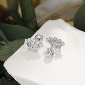 Dylam New Design Hypoallergenic Nickel Free 925 Sterling <b>Silver</b> Kid Children 5A CZ Cubic Zirconia Hallow Out <b>Crown</b> Stud Earrings - Product Image 4