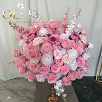 Décoration de mariage tropicale personnalisée de luxe en soie rose de haute qualité, grands centres de table floraux, arrangements en mousse