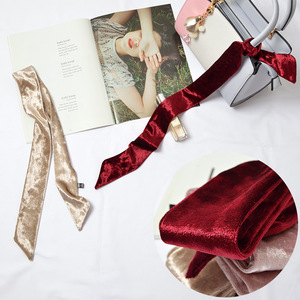 MIO nouvelles femmes écharpe mince couleur unie foulard pur velours maigre soie écharpe filles <span class=keywords><strong>Vintage</strong></span> <span class=keywords><strong>cravate</strong></span> ceinture tête foulards pour dames - Product Image 3