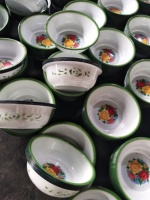 Vasque décorative en émail en promotion Lavabo sur pied en céramique avec revêtement émaillé et motif floral
