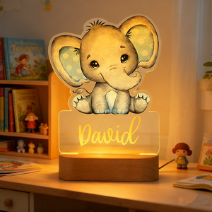 Veilleuse LED à lumière blanche chaude alimentée par USB avec base en bois au design de dessin animé moderne, forme ovale pour une utilisation en chambre à coucher - Product Image 2
