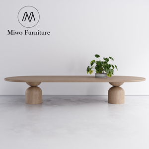 Bắc Âu hiện đại đơn giản gỗ rắn nhà hàng ánh sáng sang trọng retro cá tính bàn tròn thiết kế văn phòng sáng tạo bàn dài tùy chỉnh - Product Image 6