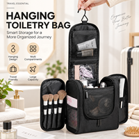 Trousse de Toilette de Voyage Multifonctionnelle en Polyester à Double Ouverture, Capacité Moyenne, Imperméable, Fermeture Éclair, Rangement Suspendu