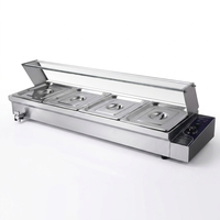 Bain-marie électrique de comptoir 304S.S Pan, chauffe-plats 4 bacs en acier inoxydable, vitrine chauffante pour hôtels, buffets et traiteurs
