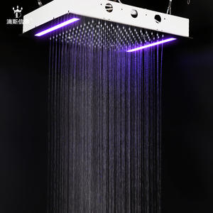 Pommeau de douche suspendu Dissi Sindi en acier inoxydable 50x36cm avec LED arc-en-ciel, effet pluie et massage, à monter au plafond - Product Image 2
