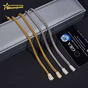 48H 배송 힙합 보석 목걸이 패션 골드 도금 <span class=keywords><strong>4MM</strong></span> 스테인레스 스틸 모이사나이트 로프 체인 남성 여성 링크 체인 - Product Image 4