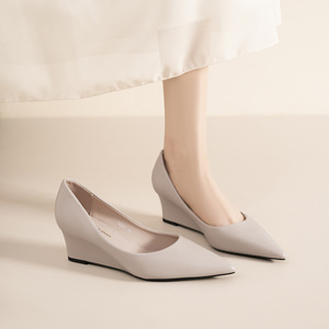 Chaussures compensées 5222A pour femmes, à bout pointu, à enfiler, pour l'été, talons rehaussants - Product Image 2