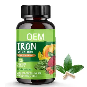 OEM Natural Iron Good Efficiency Eisen ergänzung Vegane Eisen ergänzung mit Vitamin C-Kapseln zur Unterstützung roter Blut körperchen