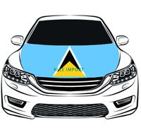 Penutup Kap Mobil Bendera Saint Kitts dan Nevis Pelindung Kap Mesin yang Dipersonalisasi Bahan Poliester Elastis Tahan Panas Ukuran Universal