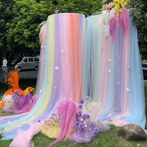 Robe de <span class=keywords><strong>mariage</strong></span> extérieur romantique léger et fluide tissu de fond de tulle irisé tissu de tulle pour les événements de fête et - Product Image 2