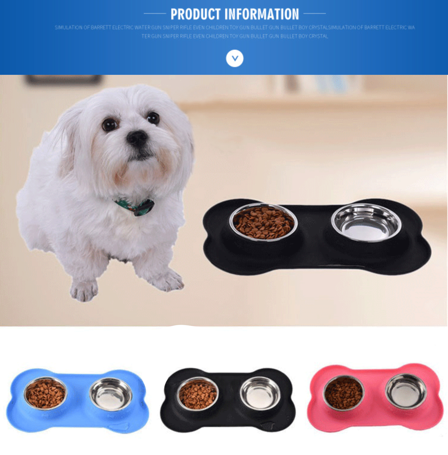 Sample Available Non-Slip Eco-friendly Mat with Pet Bowl and Food Feeder Silicone Foldable Double Stainless Steel Dog Bowls
