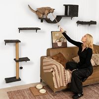Promotion : Arbre à chat mural en bois avec griffoir en sisal et maisonnette pour chat, structure d'escalade multifonctionnelle moderne pour chat, montage facile