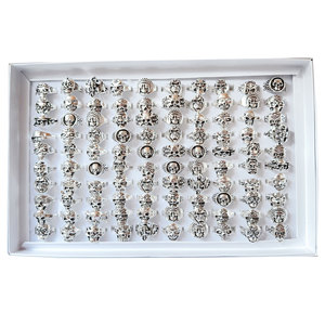 Anillos de Calavera de Aleación de Zinc Plateados en Plata Antigua, Estilo Vintage, Anillos de Dedo Góticos para Halloween - Product Image 2