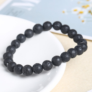 <span class=keywords><strong>Bracelet</strong></span> américain de perles de pierre volcanique naturelle en stock, <span class=keywords><strong>bracelet</strong></span> de perles rondes en pierre naturelle, simple et à la mode - Product Image 3