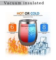 Gobelet isotherme personnalisé de 12 oz en acier inoxydable 304 à double paroi avec revêtement en poudre pour boissons chaudes ou froides, café, vin, bière, avec couvercles
