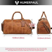 Sac de voyage pour homme HUMERPAUL - Cuir Crazy Horse, grande capacité pour ordinateur portable 15'' / documents A4, sac de transport - bagage de nuit